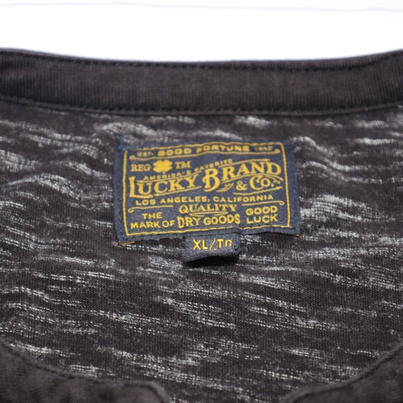 Lucky Brand Henley Shirt Mens XL Gray Heather Casual Long‎ Sleeve Pullover Tee - Picture 4 of 8
